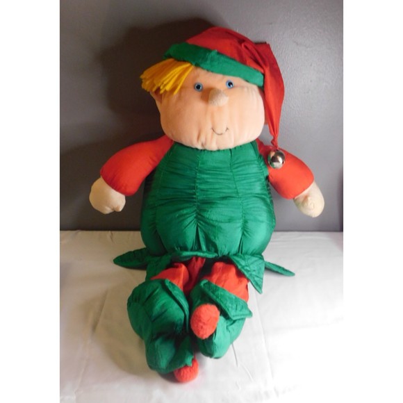 Misfit Toy Plush Puffalump Green Red Elf 1993 Vintage Stuffins Inc. Nylon - Picture 2 of 4